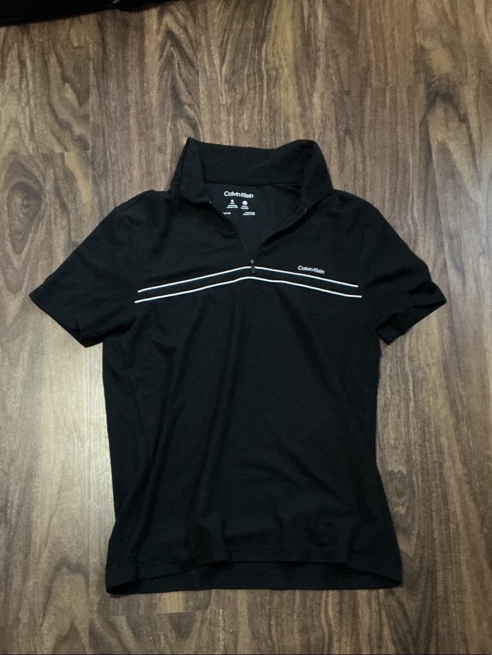 Calvin Klein Black Polo with White Stripe Detail